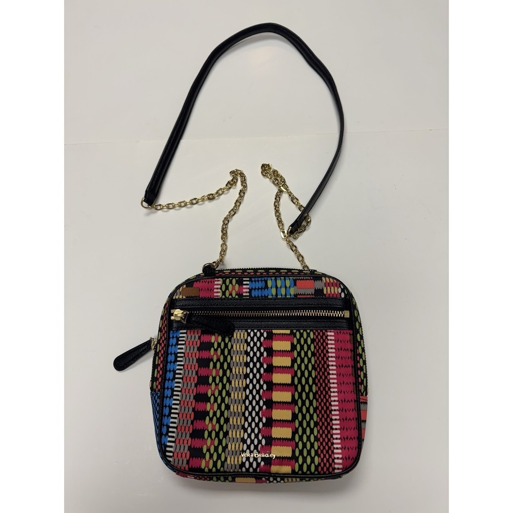 Vera Bradley‎ Small Elena Crossbody Purse Cha Cha Chain Leather Strap 7 x 7